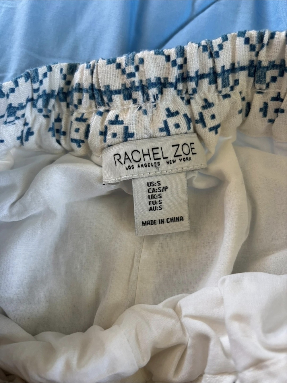 Rachel Zoe Cream Wide-Leg Embroidered Linen Pants - Picture 4 of 9